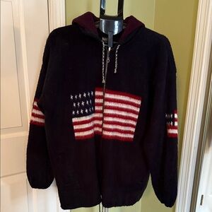 Stylish Black Bomber Jacket with Flag Accents